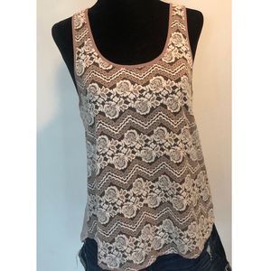 Chloe K-NWOT Nude Floral Lace High-Low Tank